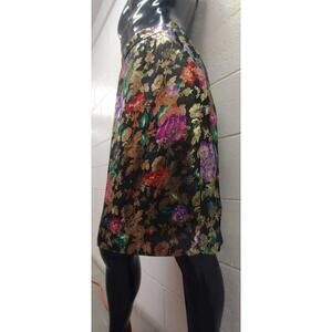 Valentino Skirt Roses Metallic Liquid Lamé NIGHT Gold Evening Couture Wear Med